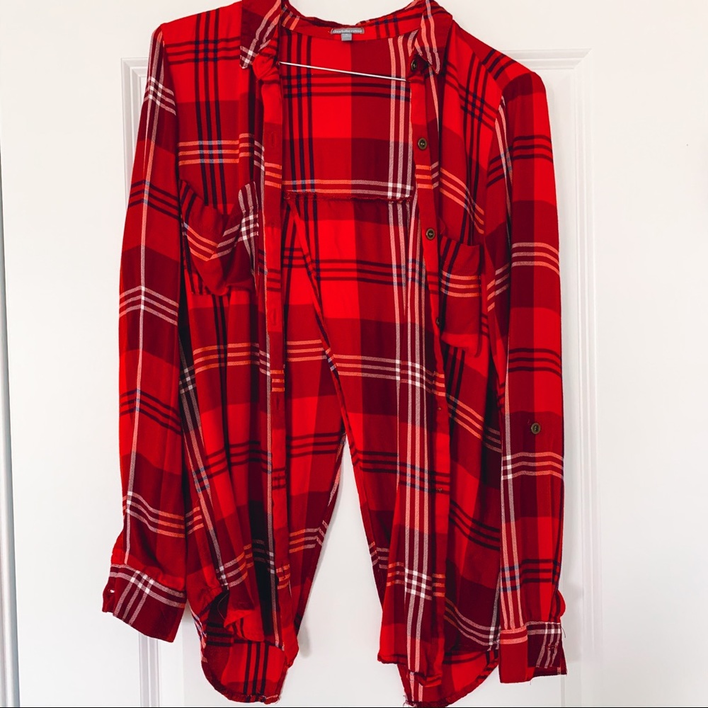 Charlotte Russe Red Plaid Shirt